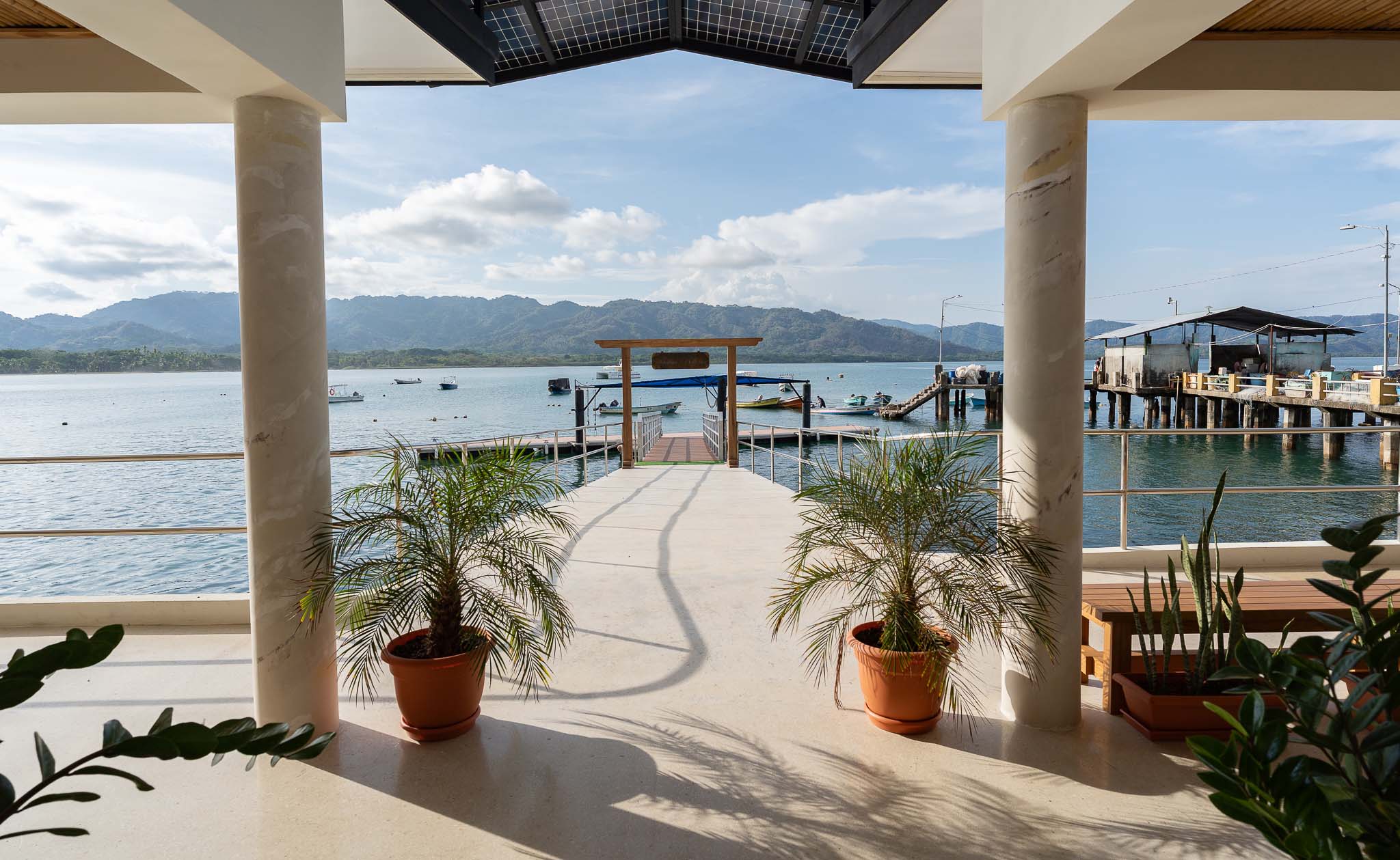 View from Bahia Ballena Yacht Club toward Tambor Bay